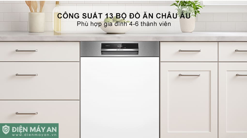 Máy rửa bát bán âm Bosch Serie 8 Sấy Zeolith SMI8ZDS81T